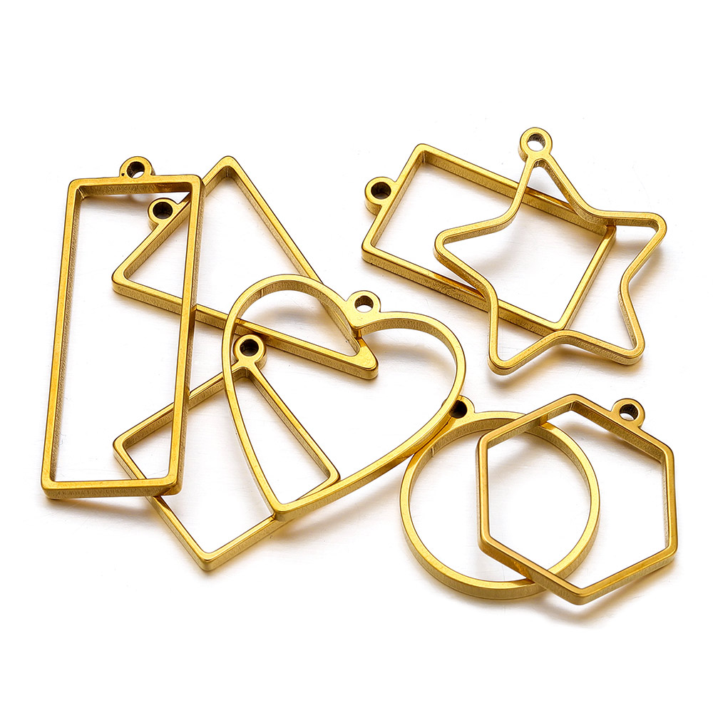 Uv Resin - 10 adet Paslanmaz Çelik Geometrik Metal